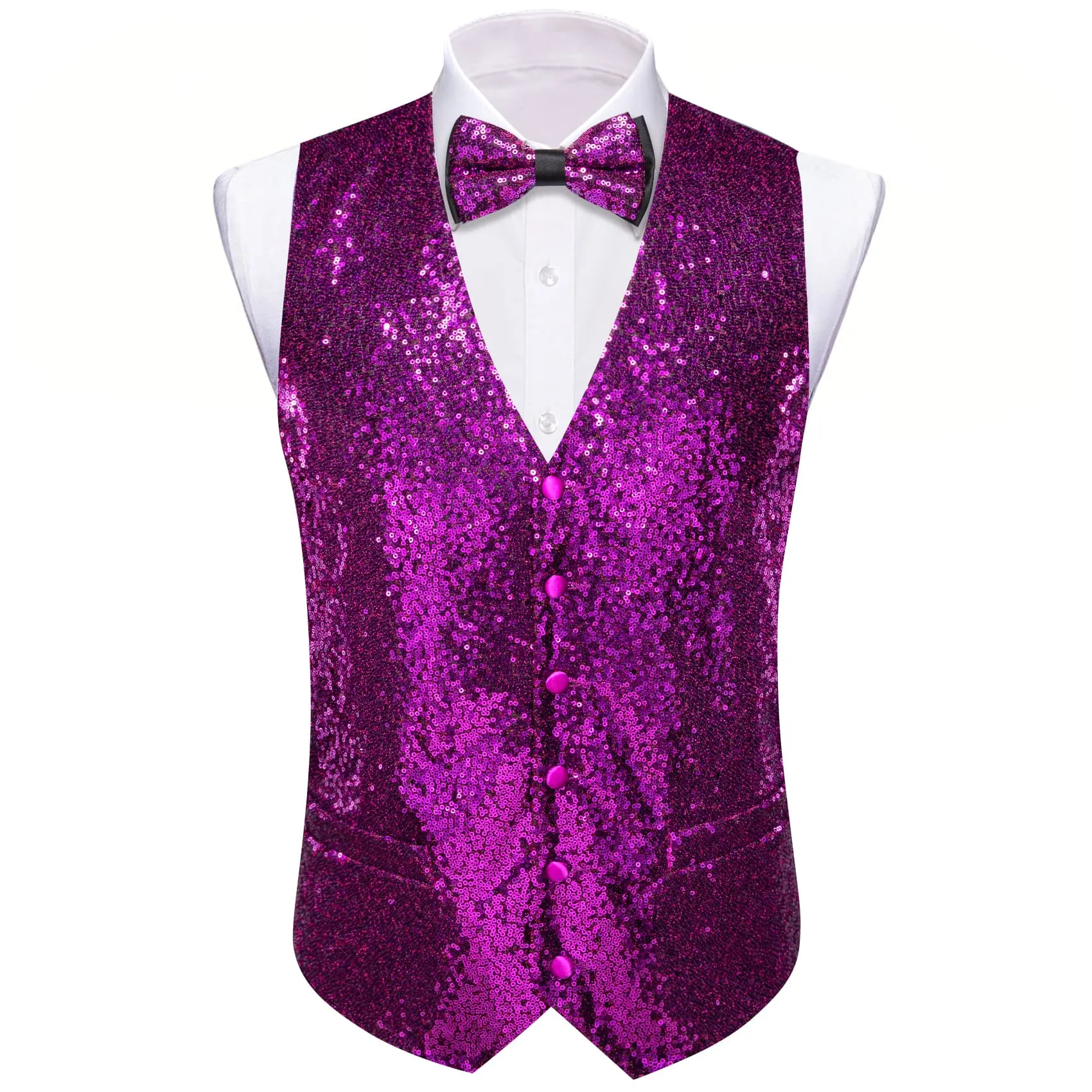 Ties2you Violet Purple Vest Novelty Sequins Mens Vest Bow Tie Set