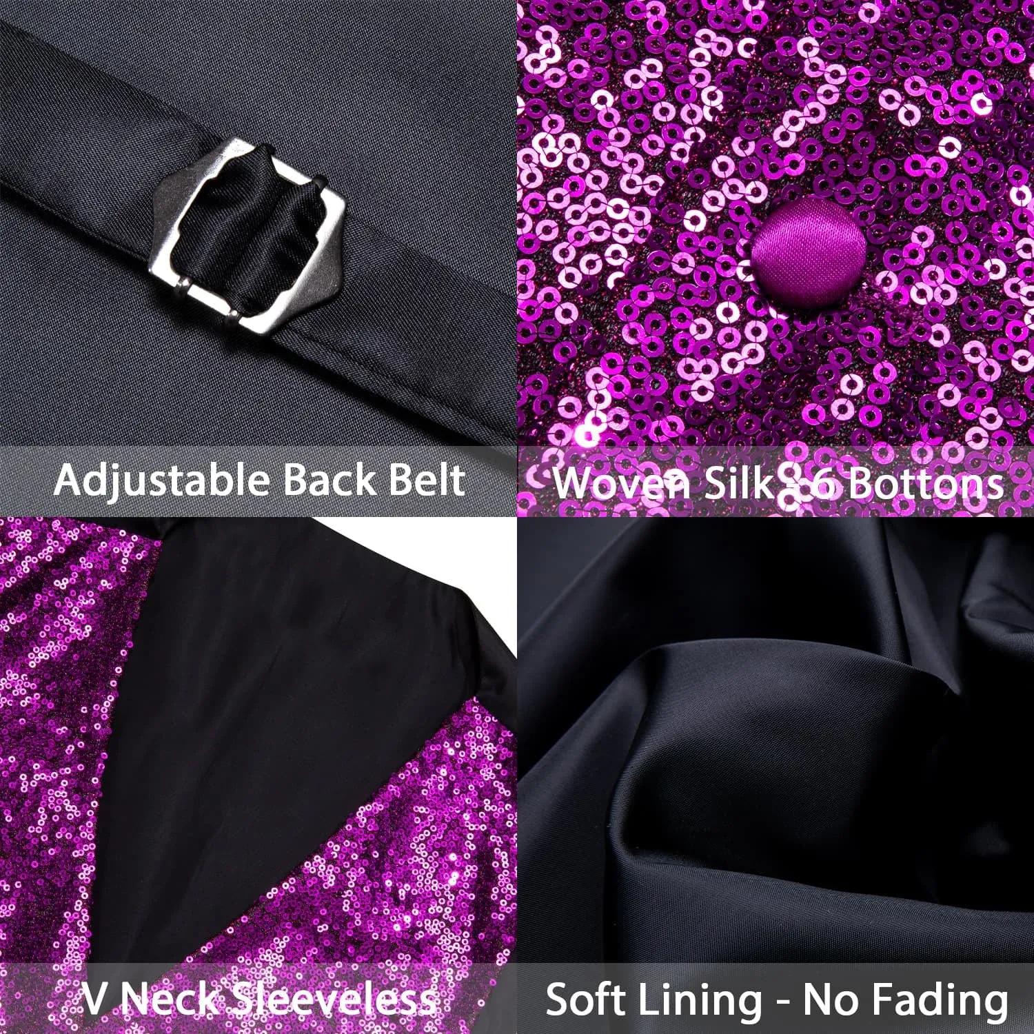 Ties2you Violet Purple Vest Novelty Sequins Mens Vest Bow Tie Set