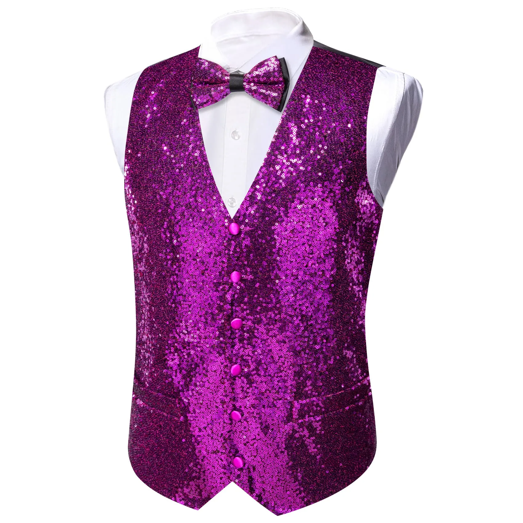 Ties2you Violet Purple Vest Novelty Sequins Mens Vest Bow Tie Set