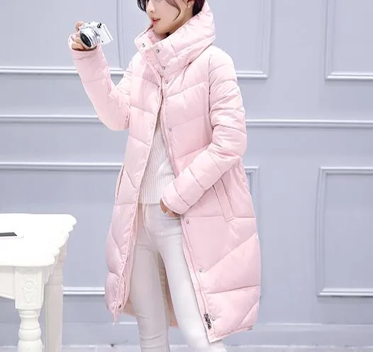 Toonies Elegant Style Parkas Woman Coats 2017 Winter Slim Straight Thick Turtleneck Cotton Down Jacket 4 Colors Long Overcoat