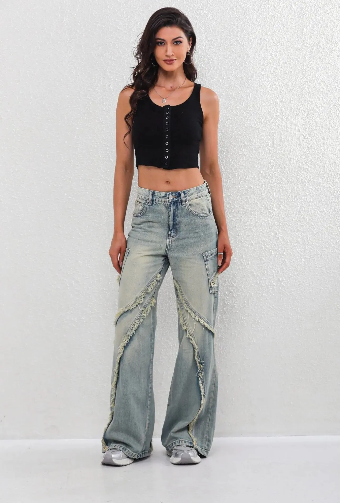 Trisha frayed denim wash jeans