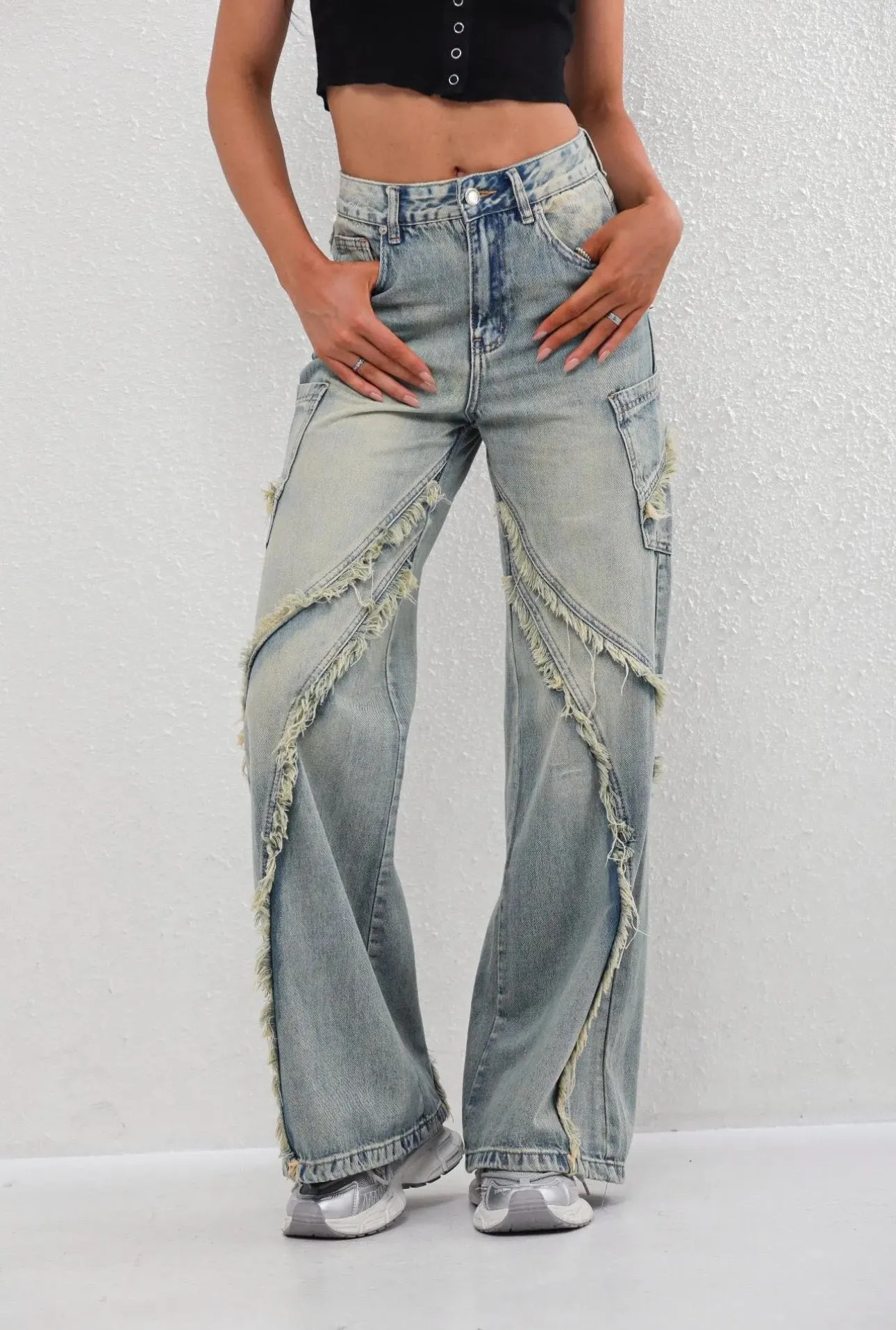 Trisha frayed denim wash jeans