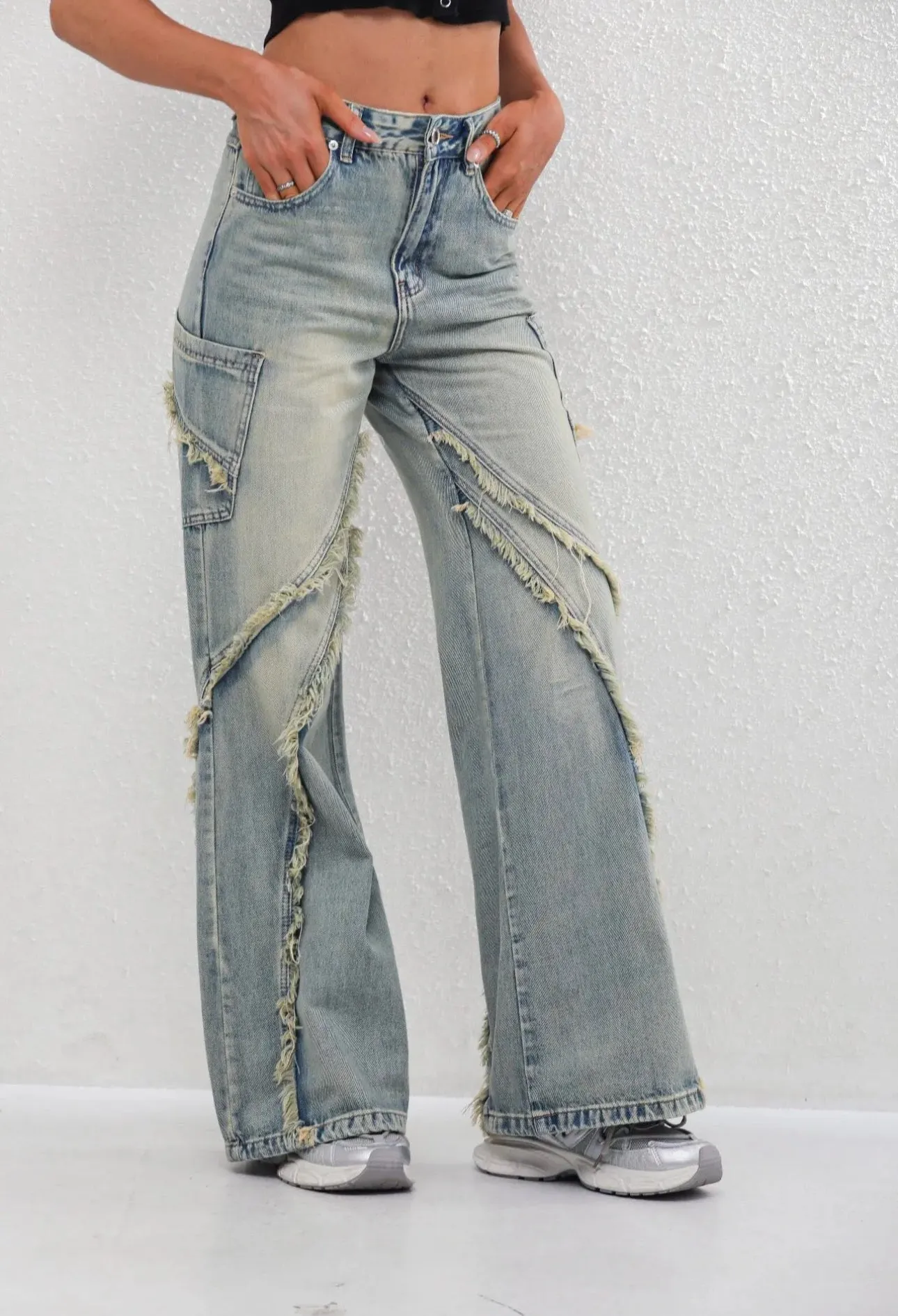 Trisha frayed denim wash jeans