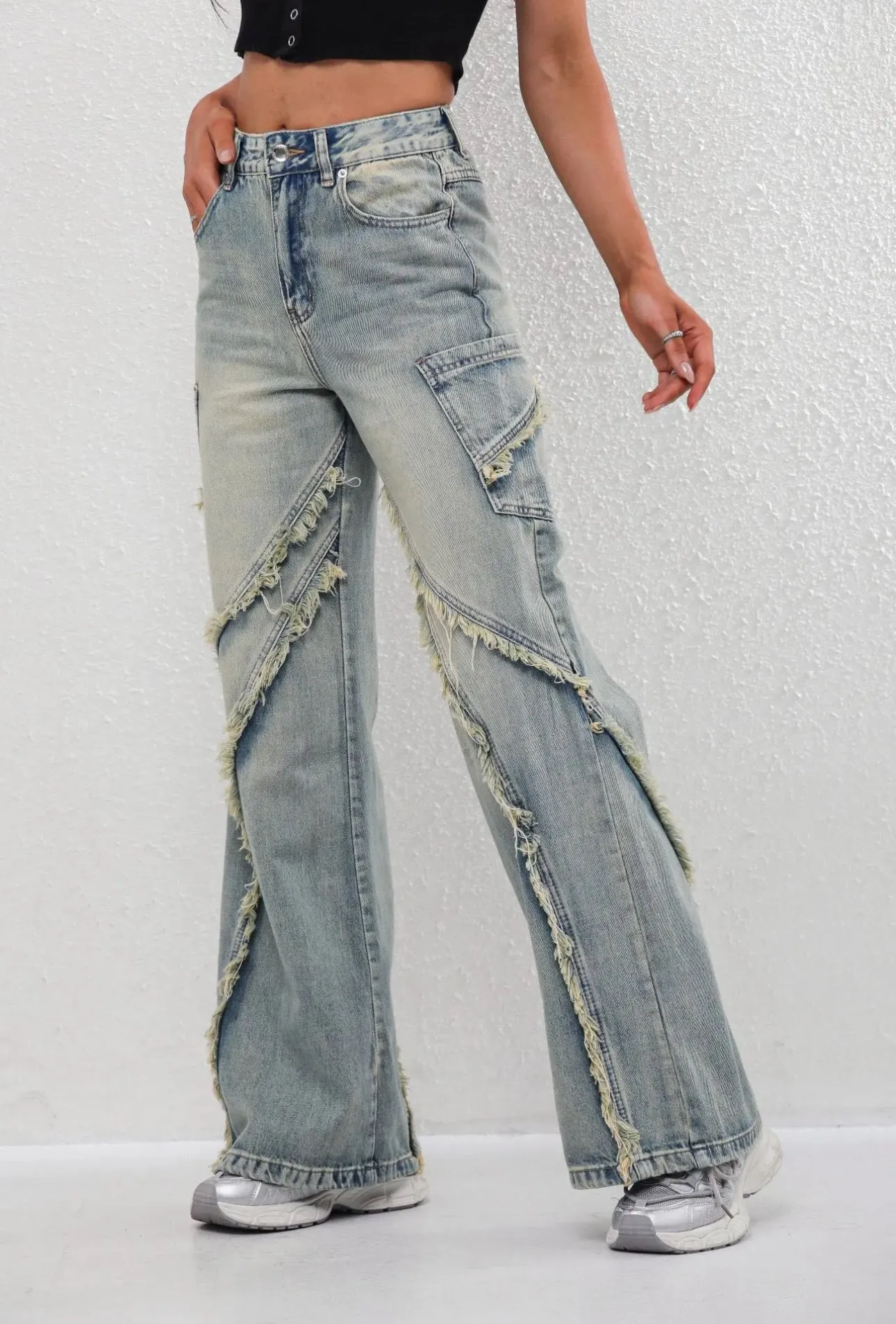 Trisha frayed denim wash jeans