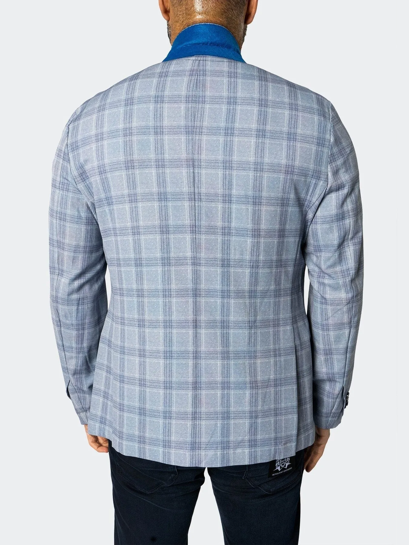 Unconstructed Stretch Blazer - Arctic Blue Windowpane