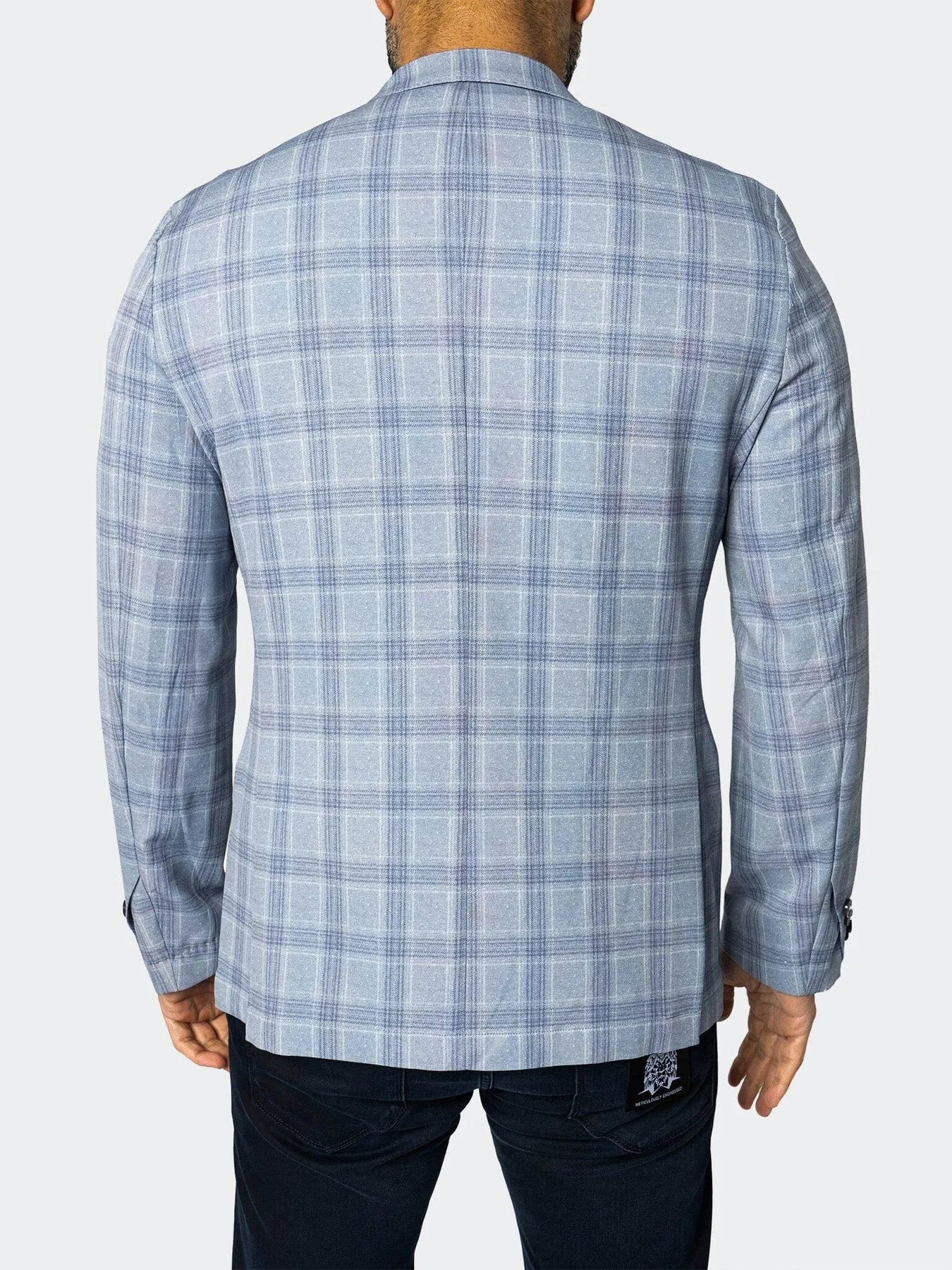 Unconstructed Stretch Blazer - Arctic Blue Windowpane