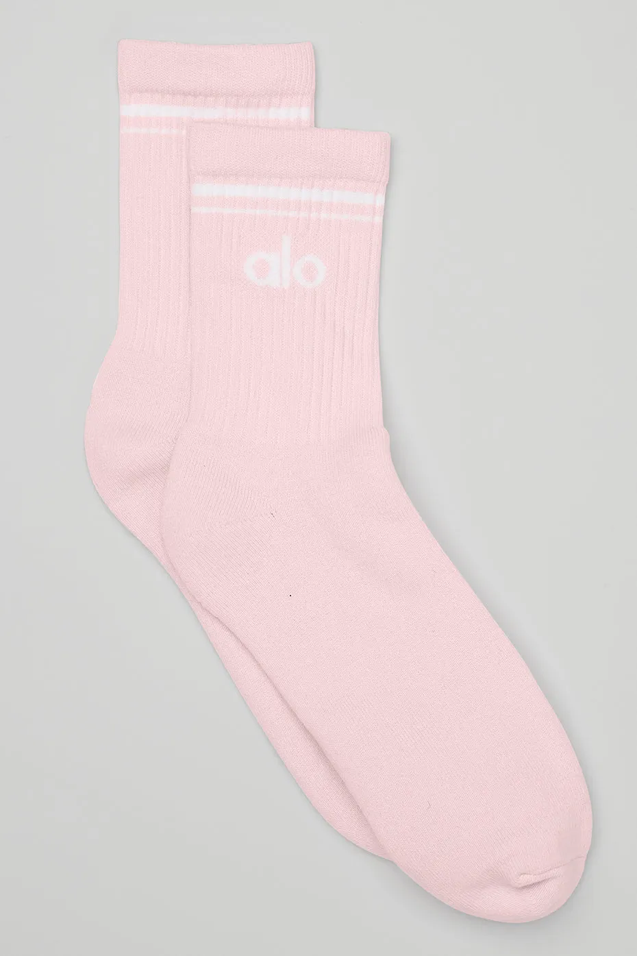 Unisex Half-Crew Throwback Sock - Powder Pink/White