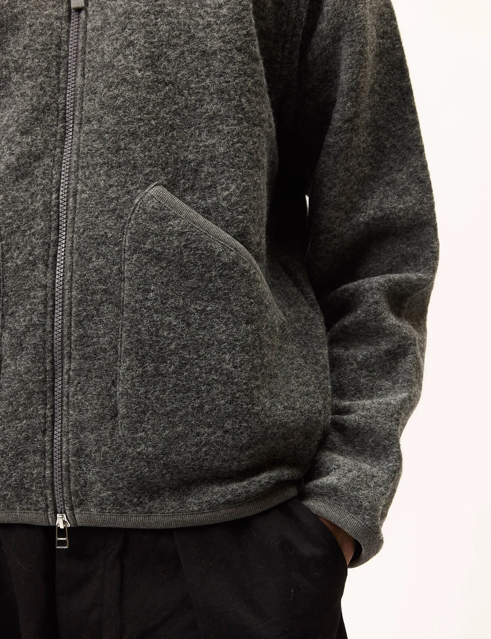 Universal Works Zip Bomber (Wool Fleece) - Grey Marl