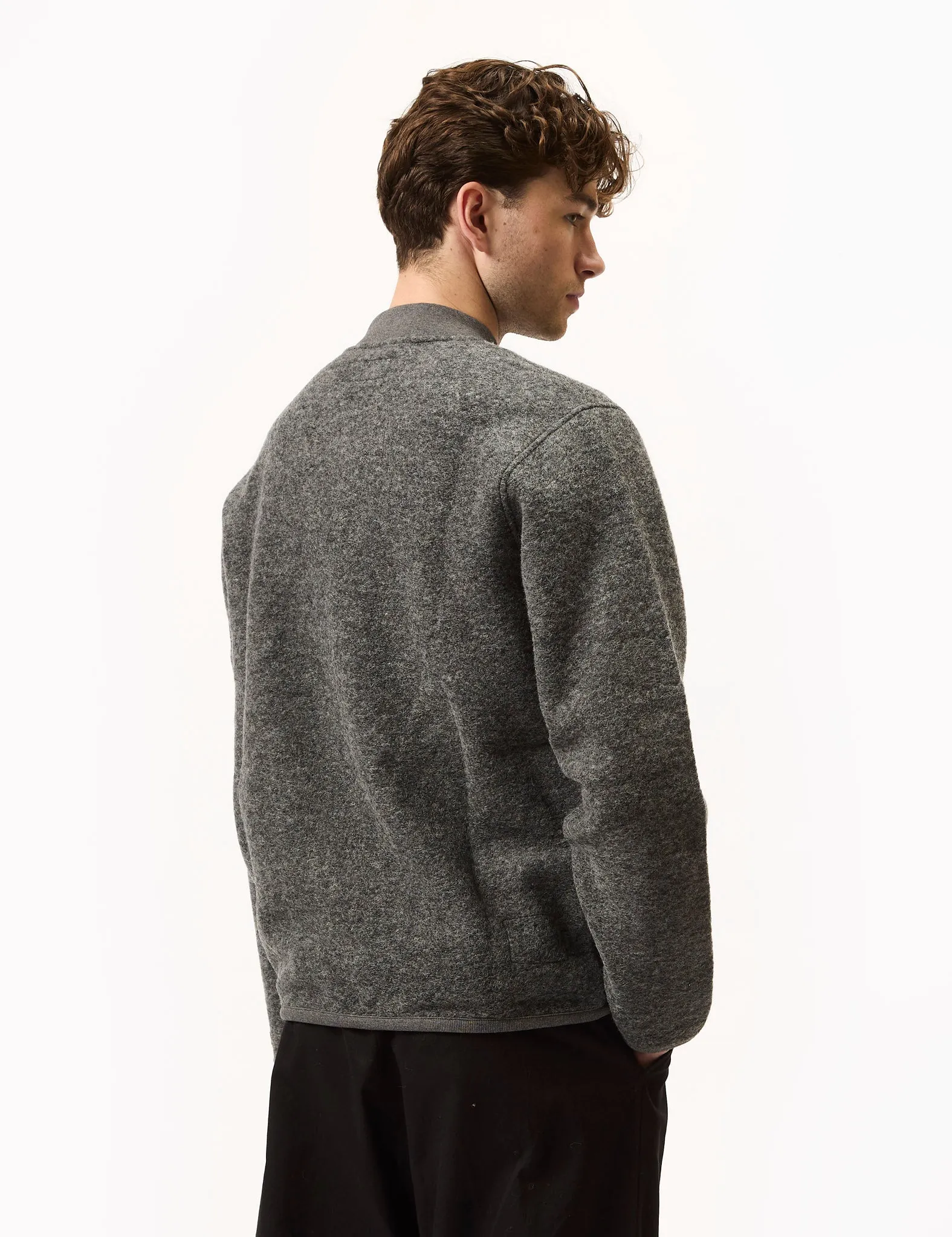 Universal Works Zip Bomber (Wool Fleece) - Grey Marl