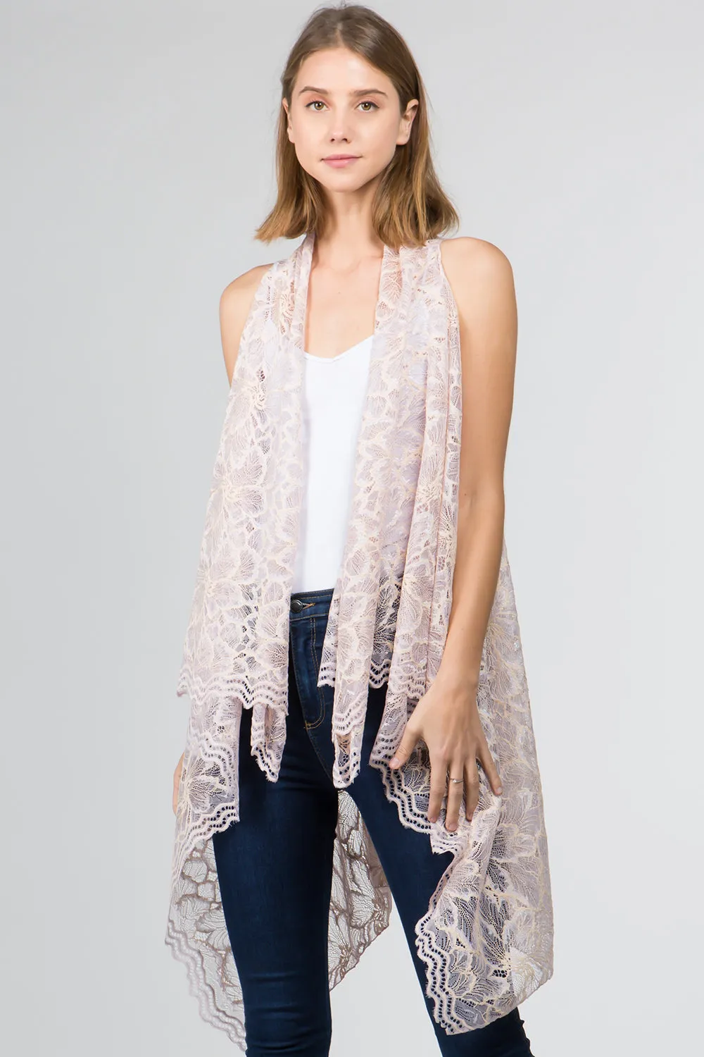 VA-9101 two tone color lace vest