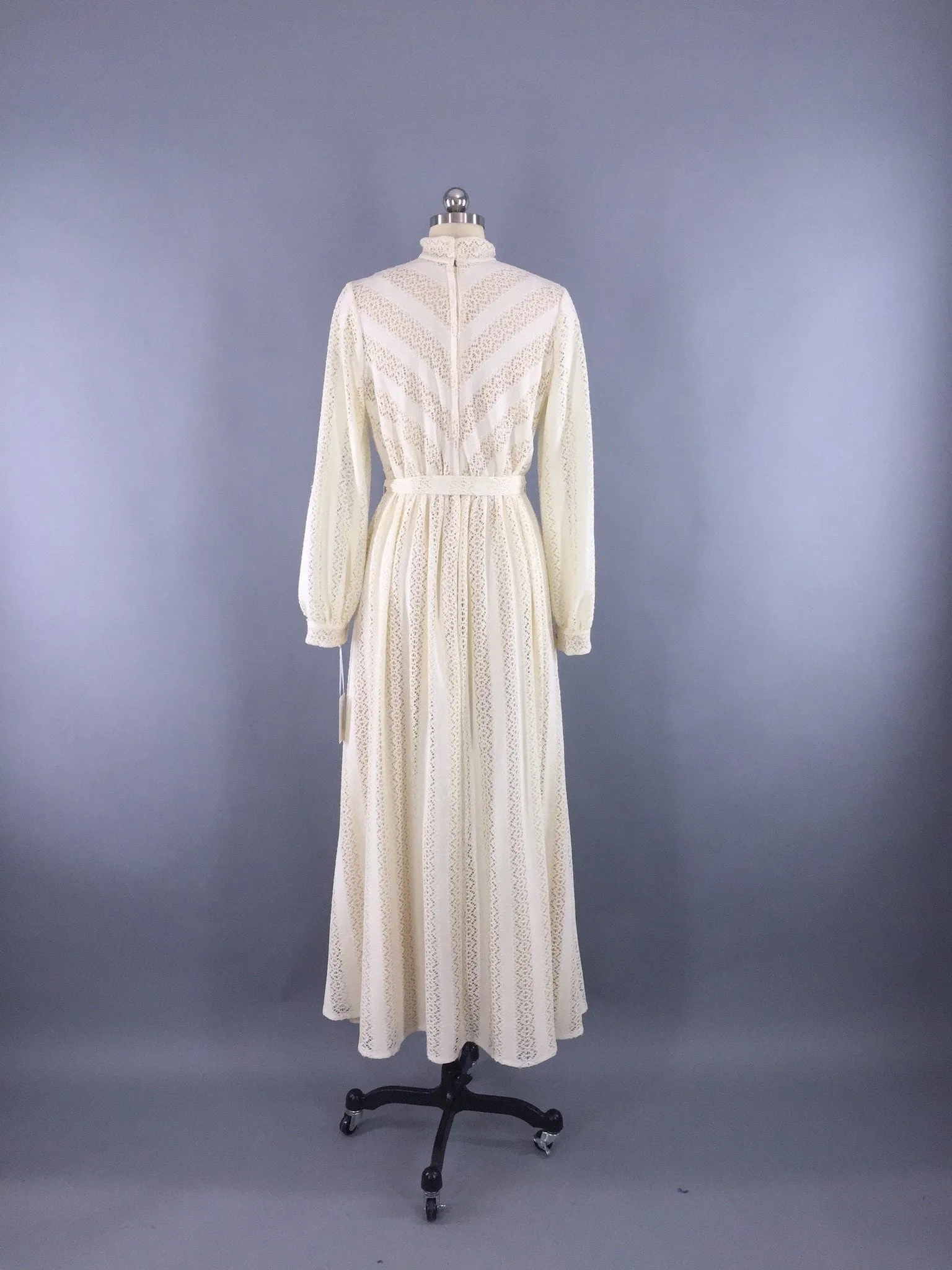 Vintage 1970s Lace Dress / Ivory Bohemian Wedding