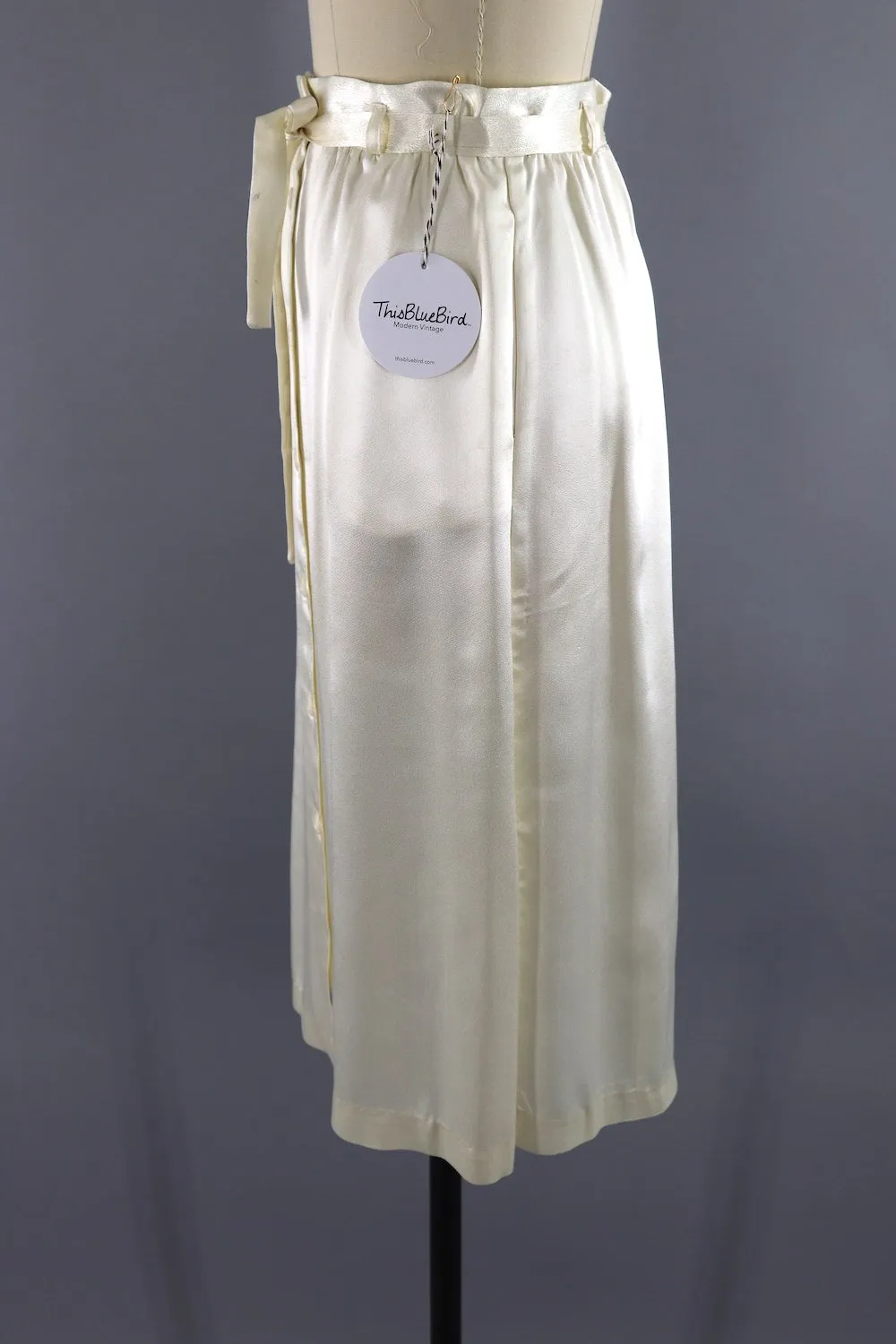 Vintage 1980s Ivory Satin Skirt