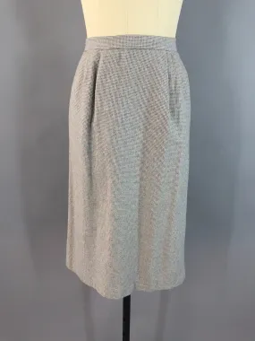 Vintage Cream Beige and Blue Gray Tweed Wool Pencil Skirt