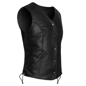 VL1048S Economy Leather Ladies Five-Snap Lace Side Vest