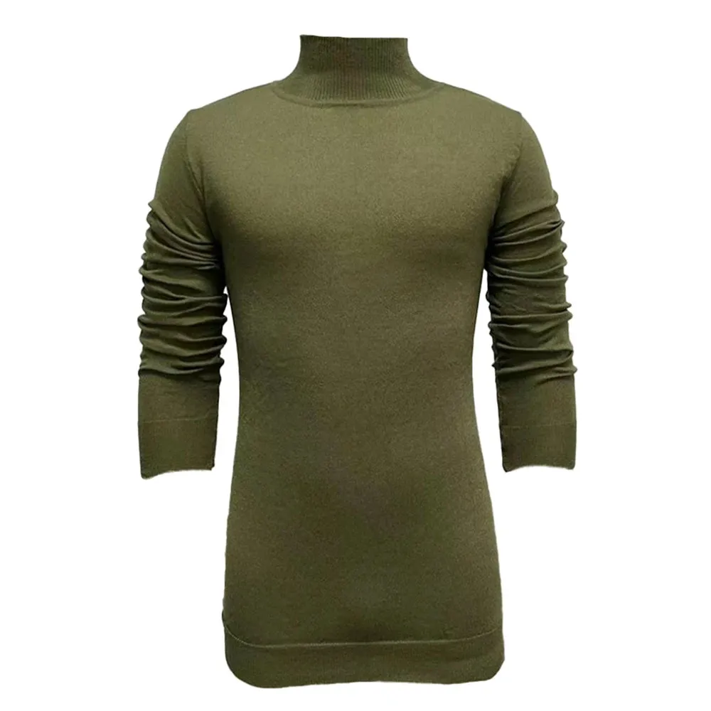 Wiaofellas  -  Autumn And Winter Fashion New Retro Solid Color Turtleneck Bottoming Sweater T-Shirt Long-Sleeved Slim Thin Sweater For Men