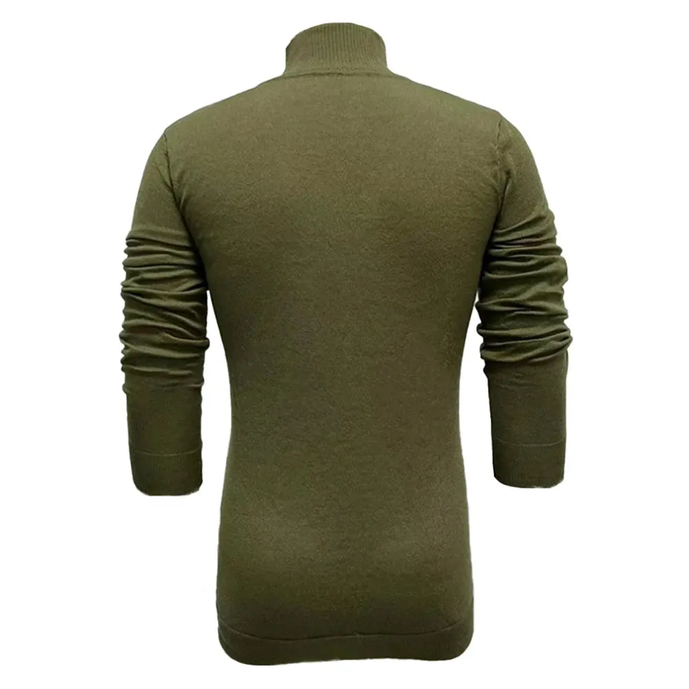 Wiaofellas  -  Autumn And Winter Fashion New Retro Solid Color Turtleneck Bottoming Sweater T-Shirt Long-Sleeved Slim Thin Sweater For Men