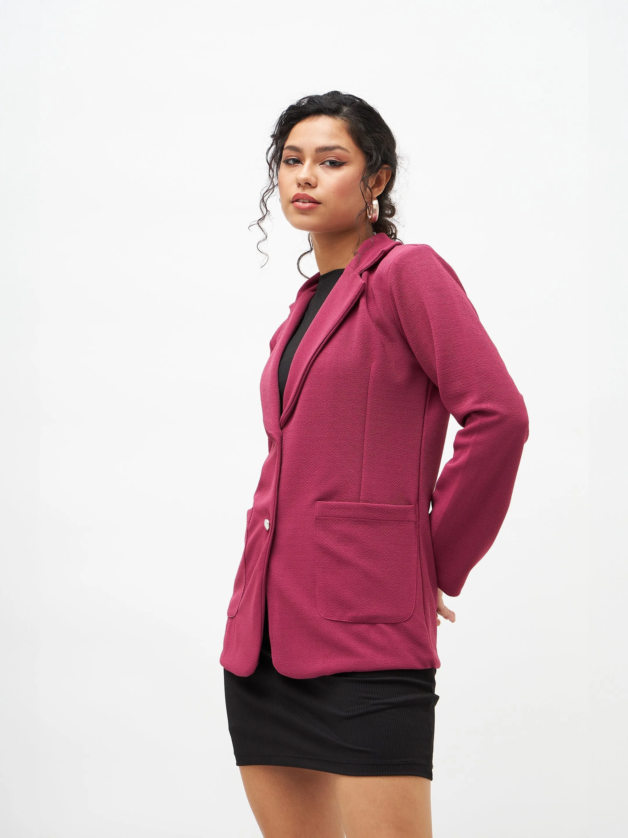 Women Mauve Slim Fit Blazer