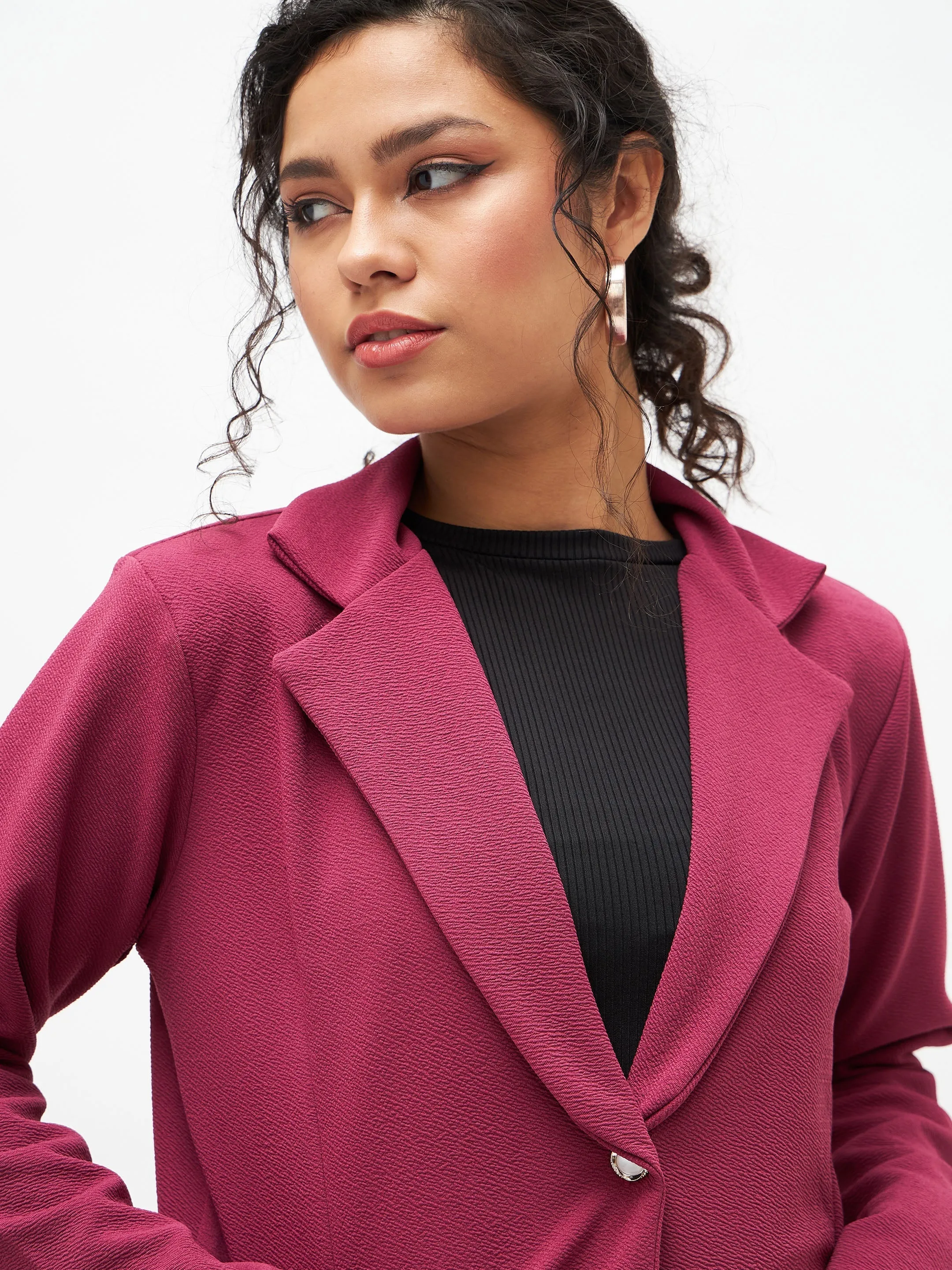 Women Mauve Slim Fit Blazer