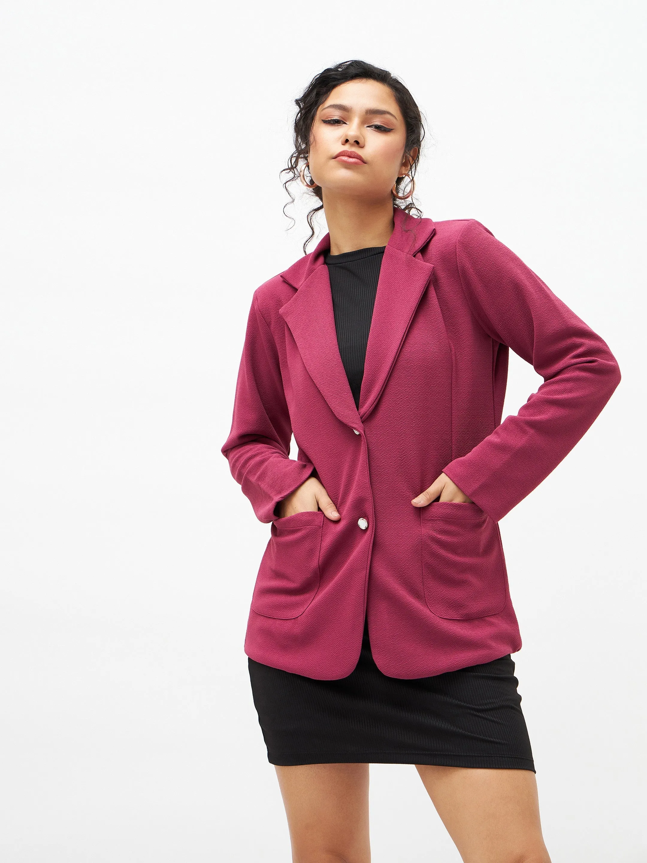 Women Mauve Slim Fit Blazer