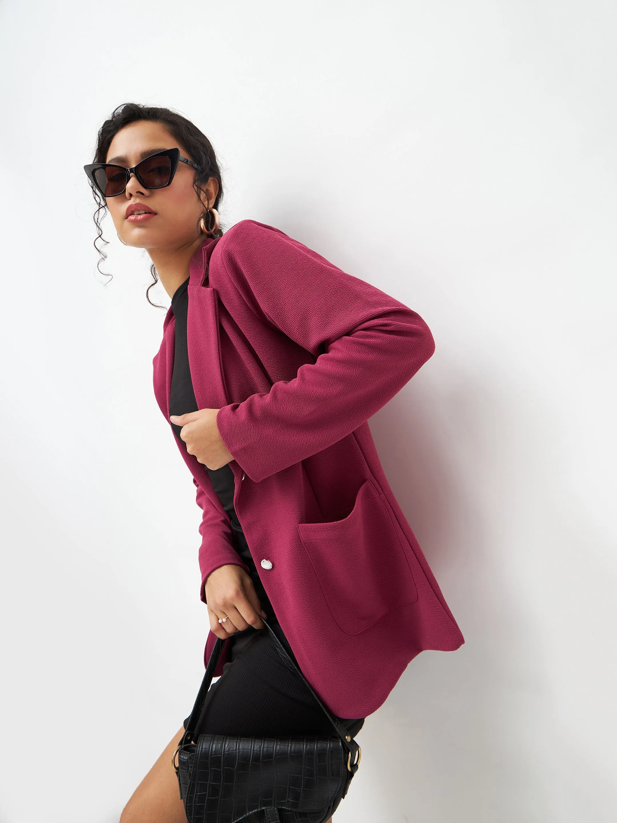 Women Mauve Slim Fit Blazer