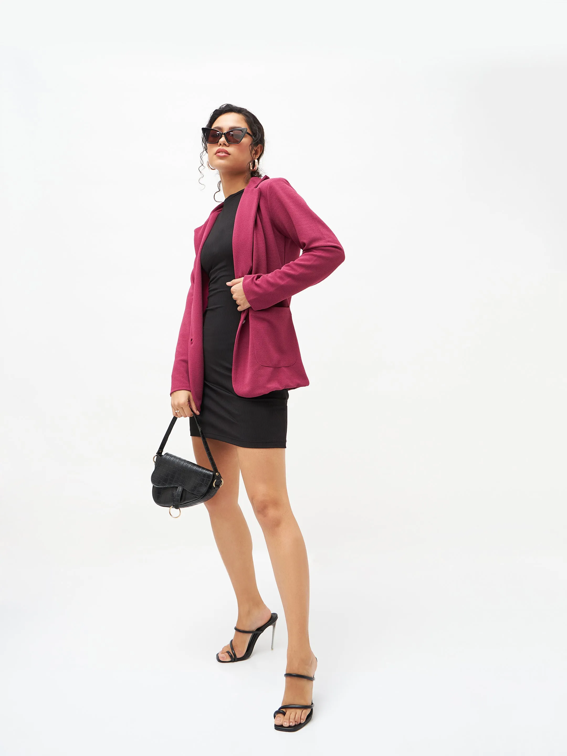 Women Mauve Slim Fit Blazer