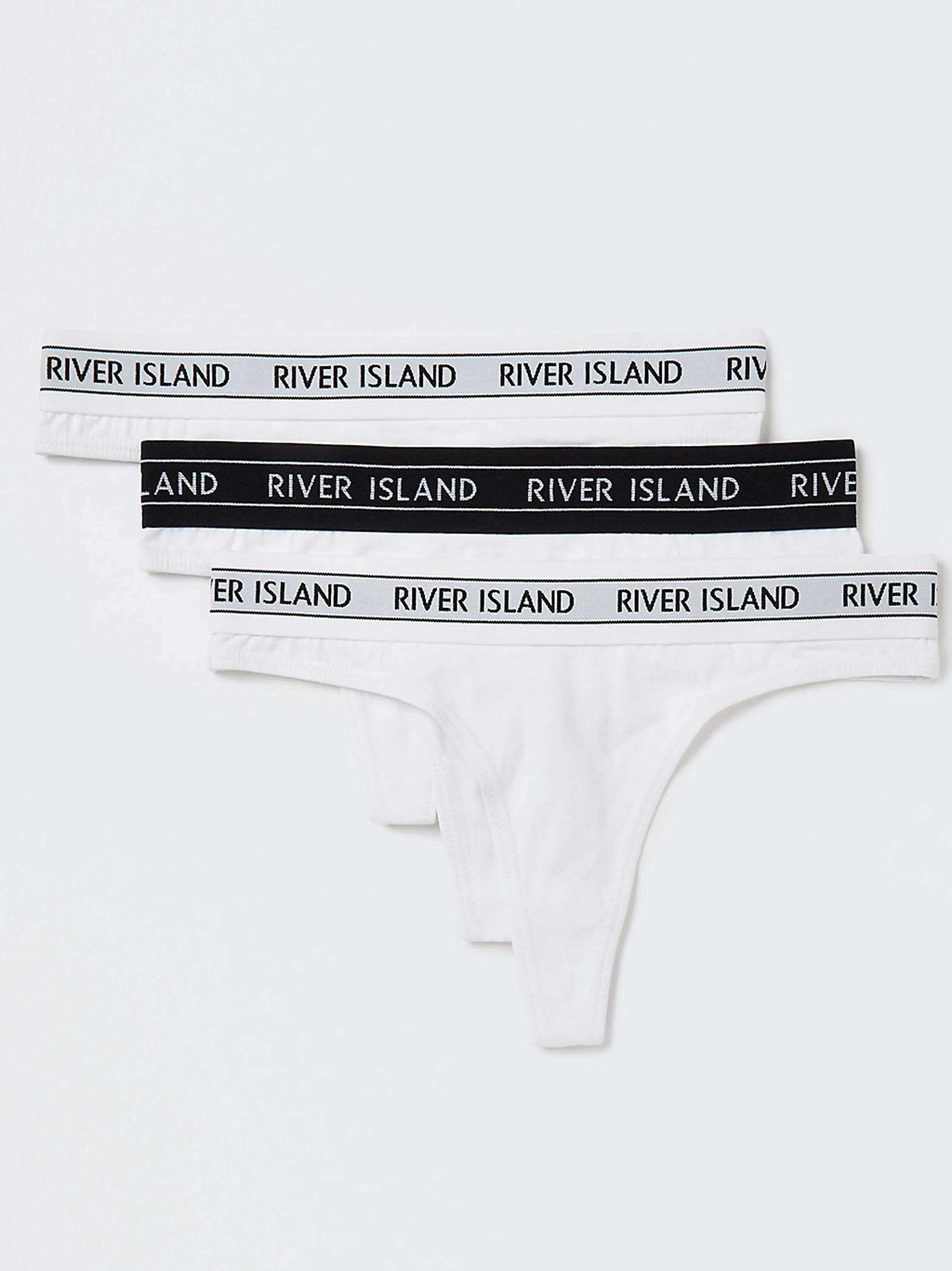 Women's 3 Pack Brand Logo Thongs,White