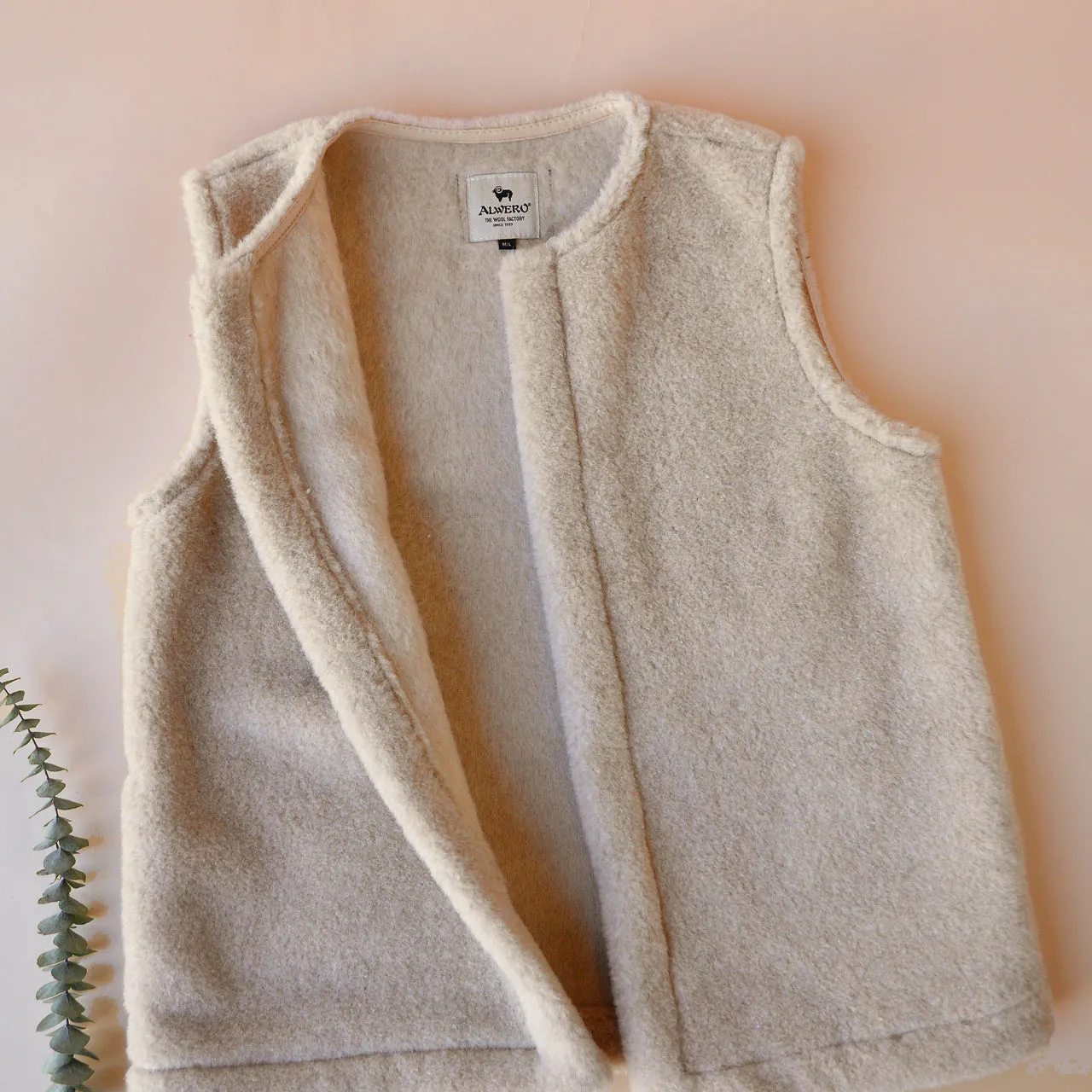 Women's Fleece Vest - 100% Wool - Beige