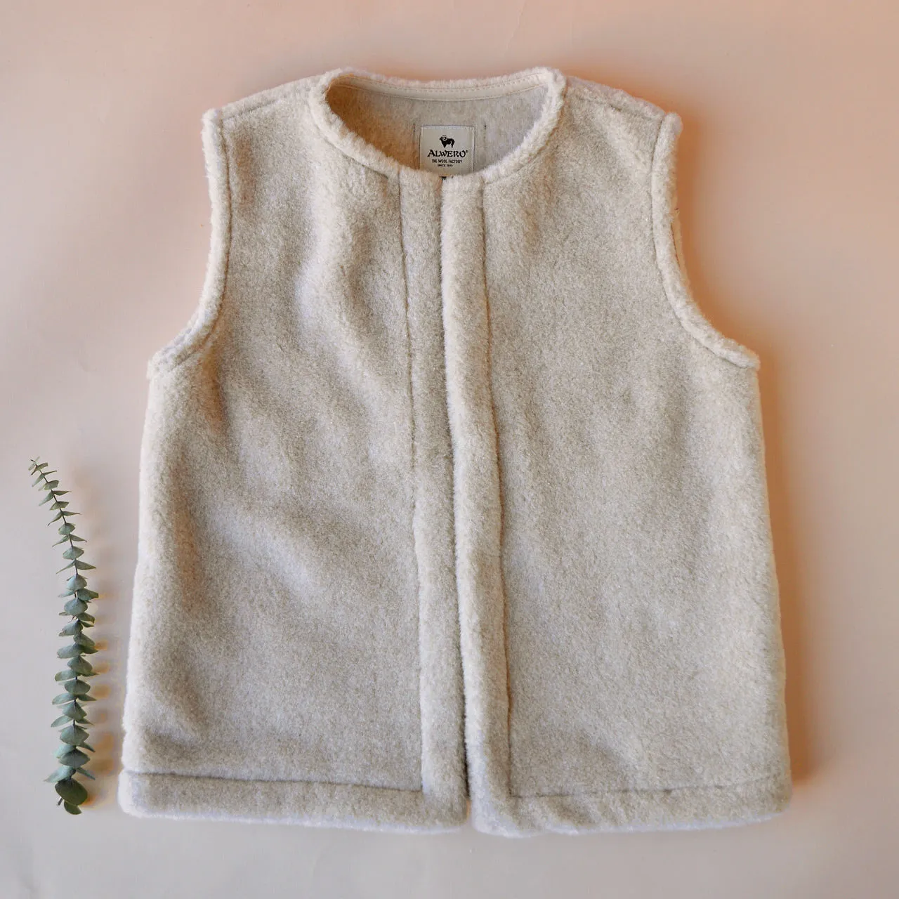 Women's Fleece Vest - 100% Wool - Beige