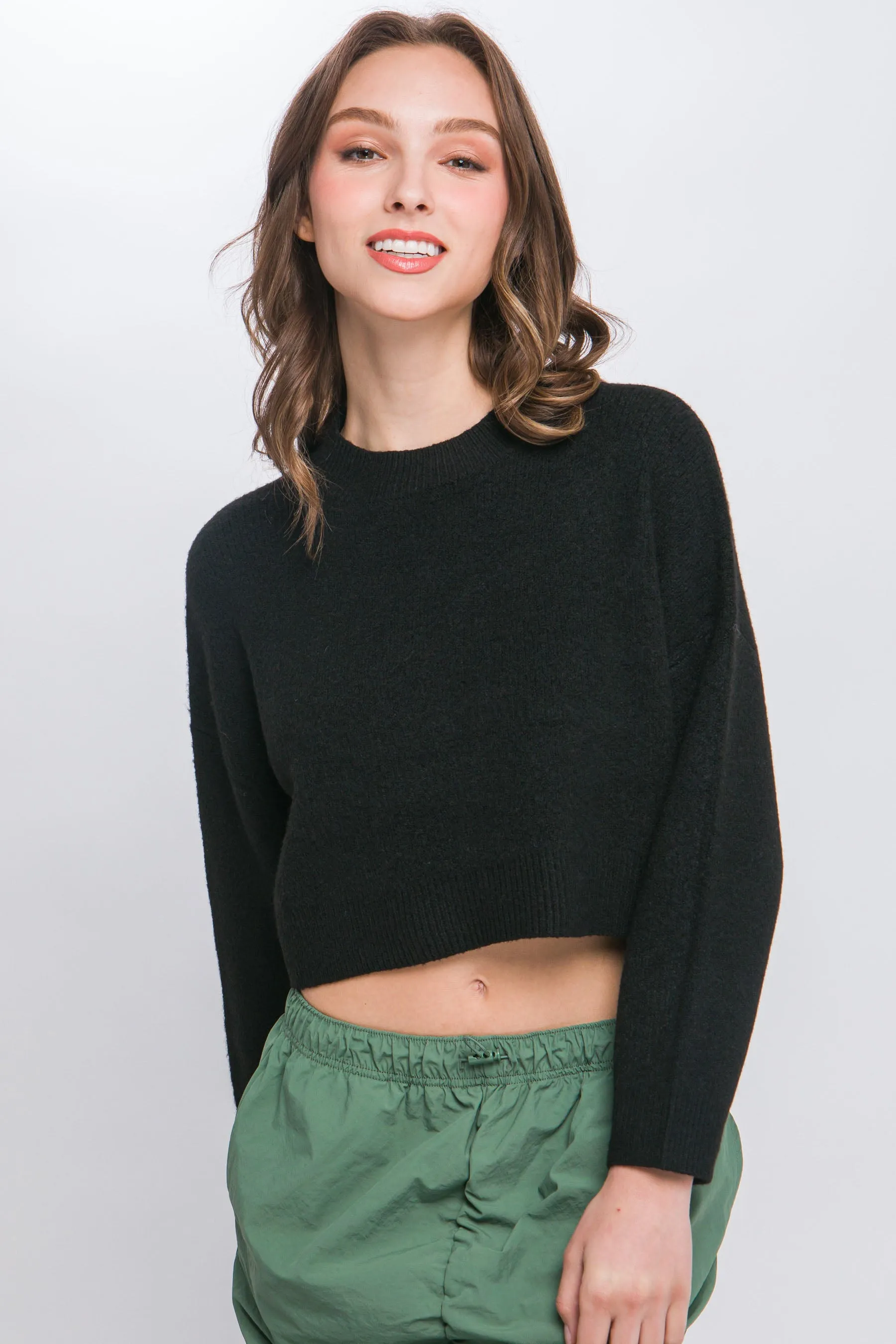 Wool Blend Cropped Sweater