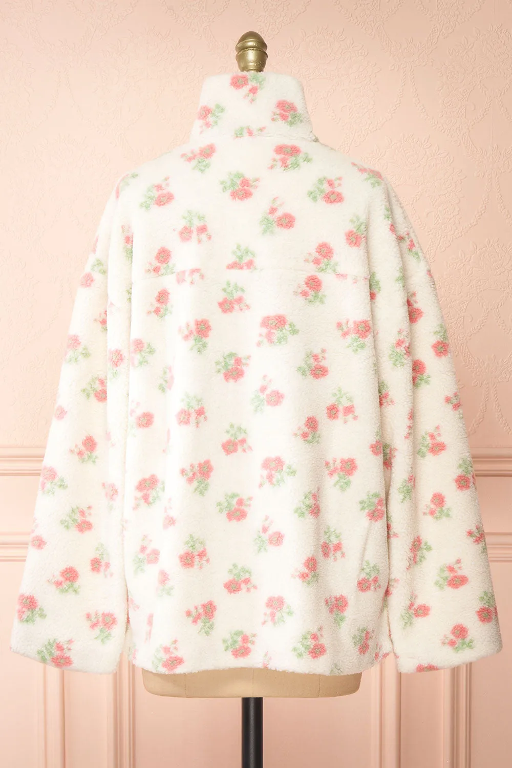 Woolania | Floral Button-Up Teddy Coat