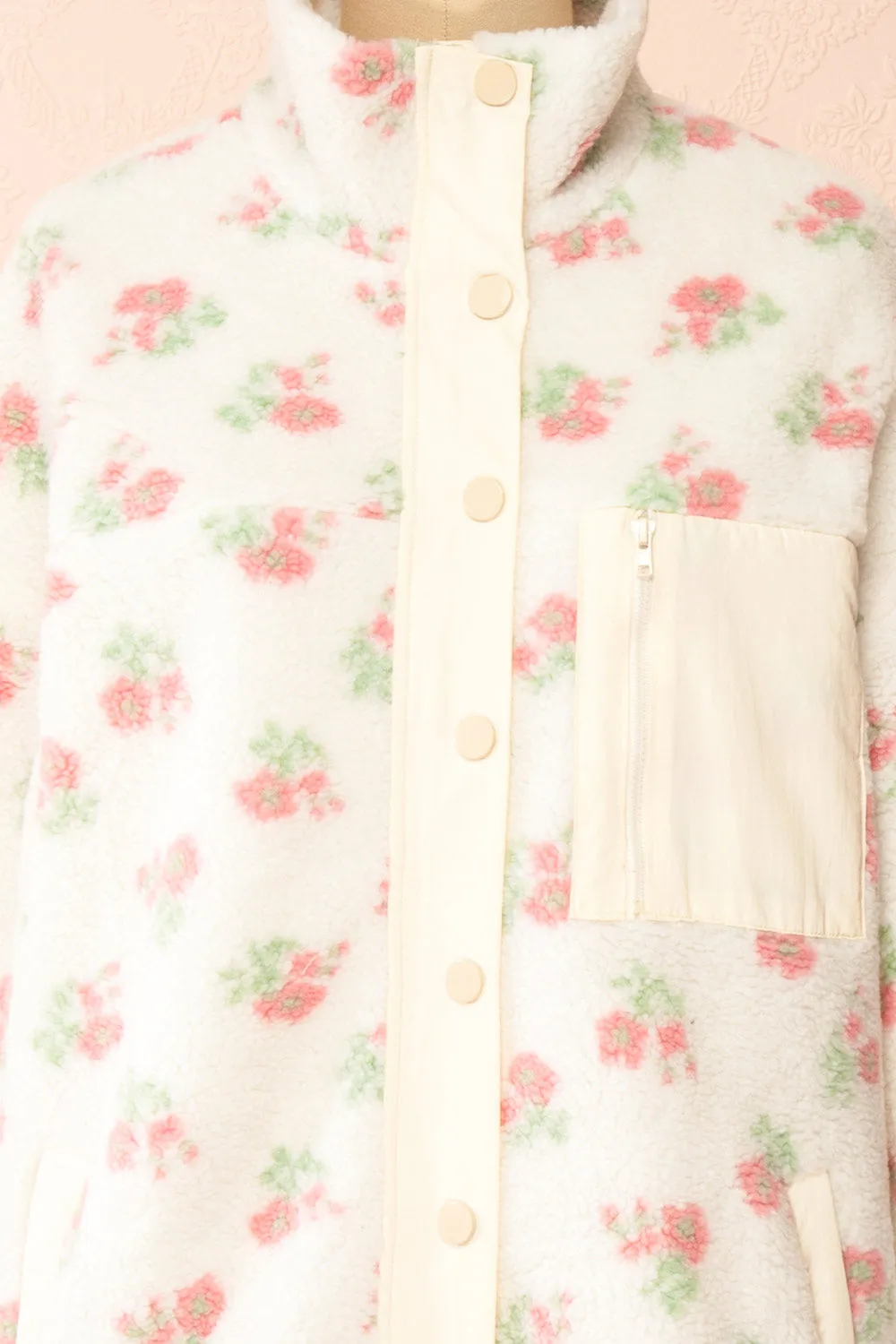 Woolania | Floral Button-Up Teddy Coat