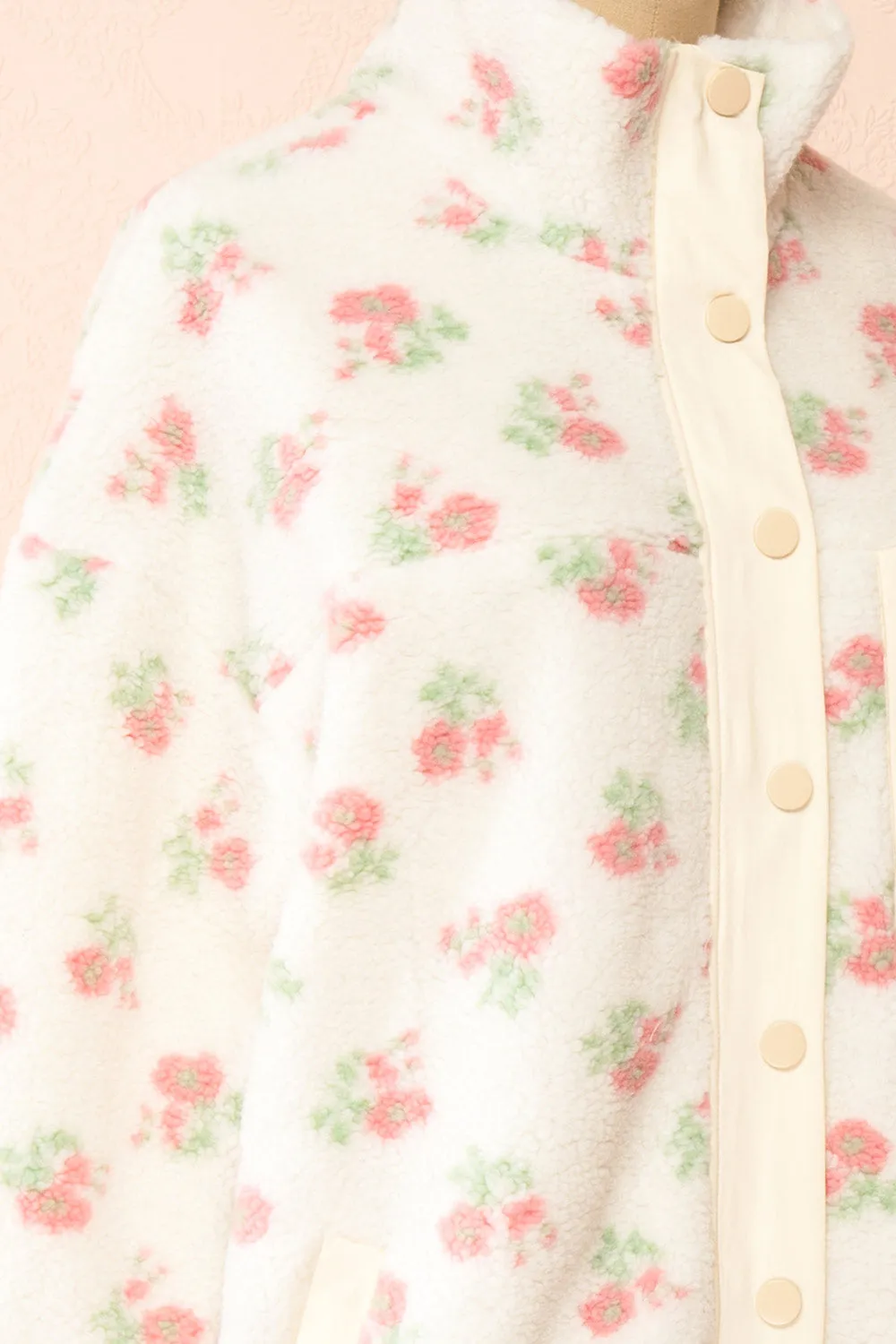 Woolania | Floral Button-Up Teddy Coat