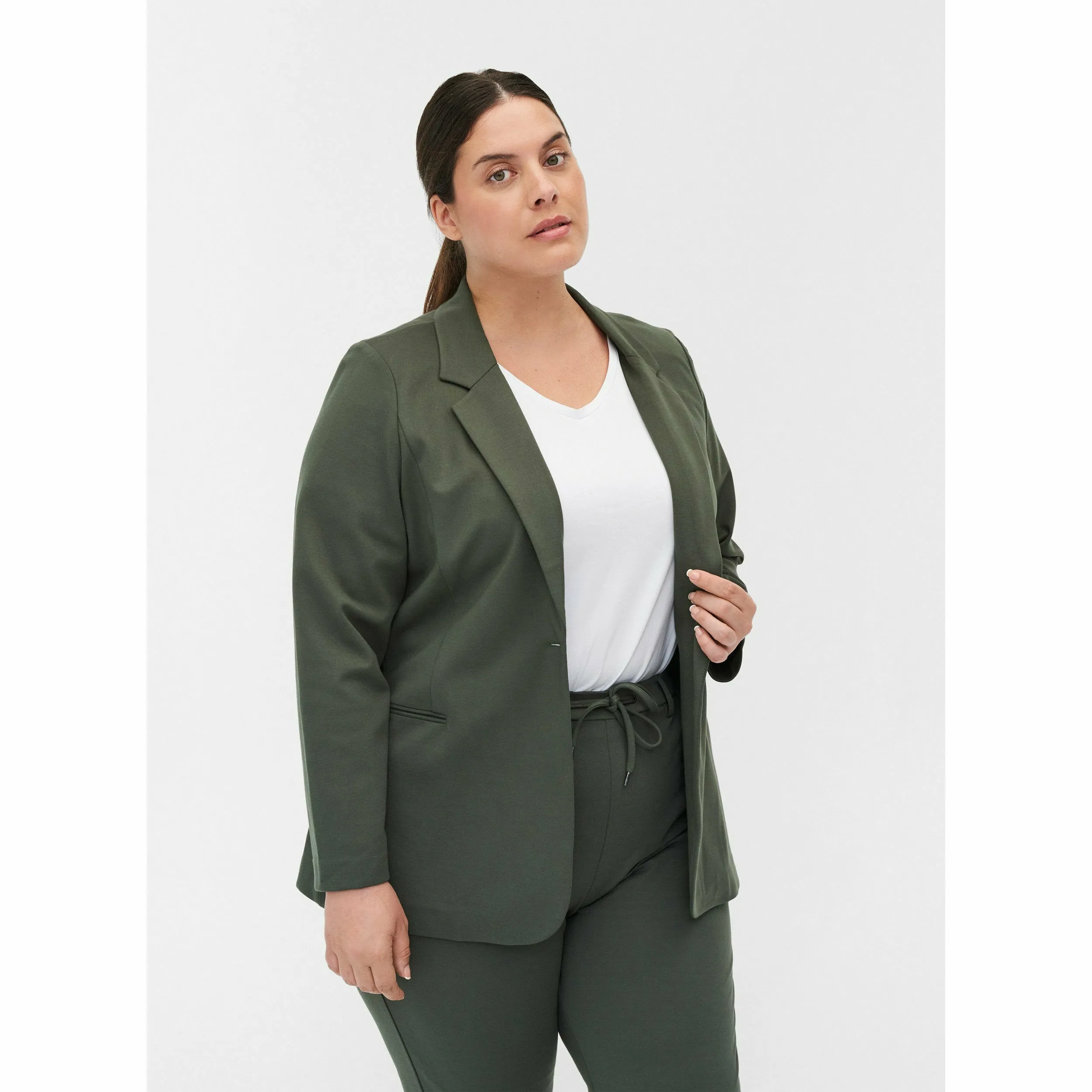 Zizzi Maddie Blazer in Khaki